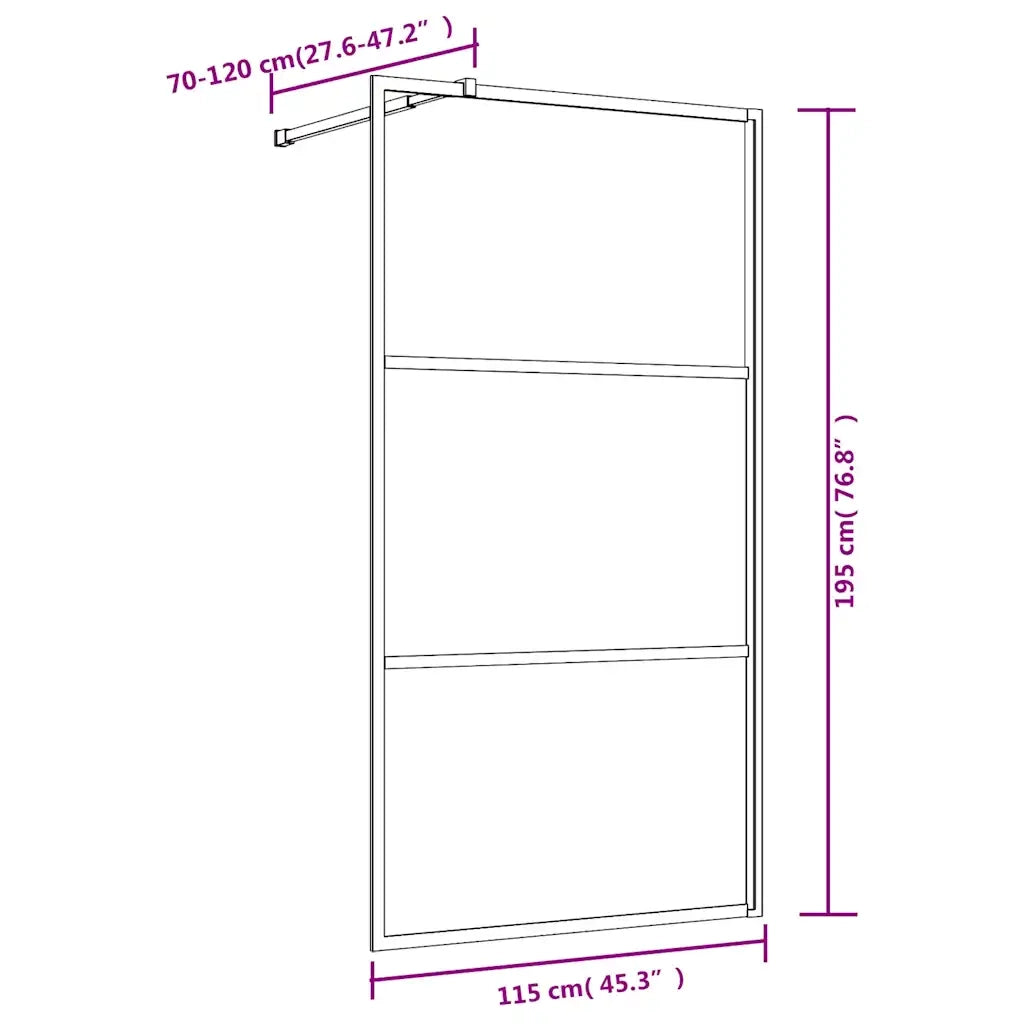 Parete per Doccia Walk-in Vetro Trasparente ESG 115x195 cm Oro CFW8828862