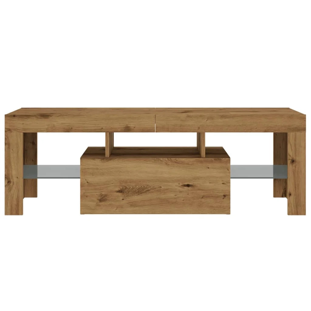 Mobile TV multimediale mensola per TV credenza mobile TV sala da pranzo soggiorno camera da letto con luci a LED rovere lavorato a mano legno marrone ingegnerizzato 02_0026710