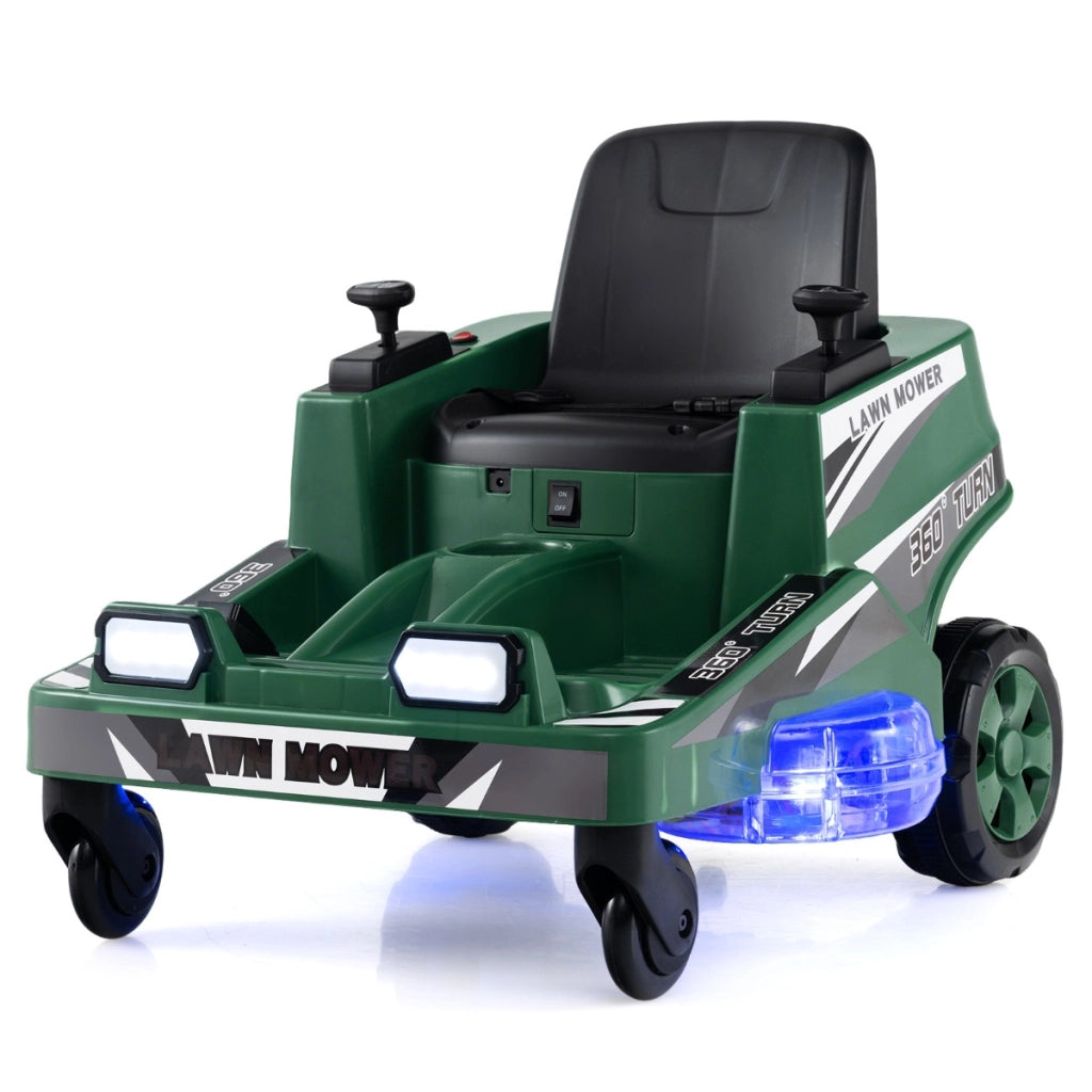Tosaerba elettrico 12v per bambini auto elettrica per ragazzi con doppie leve-Tosaerba giocattolo da esterno Verde