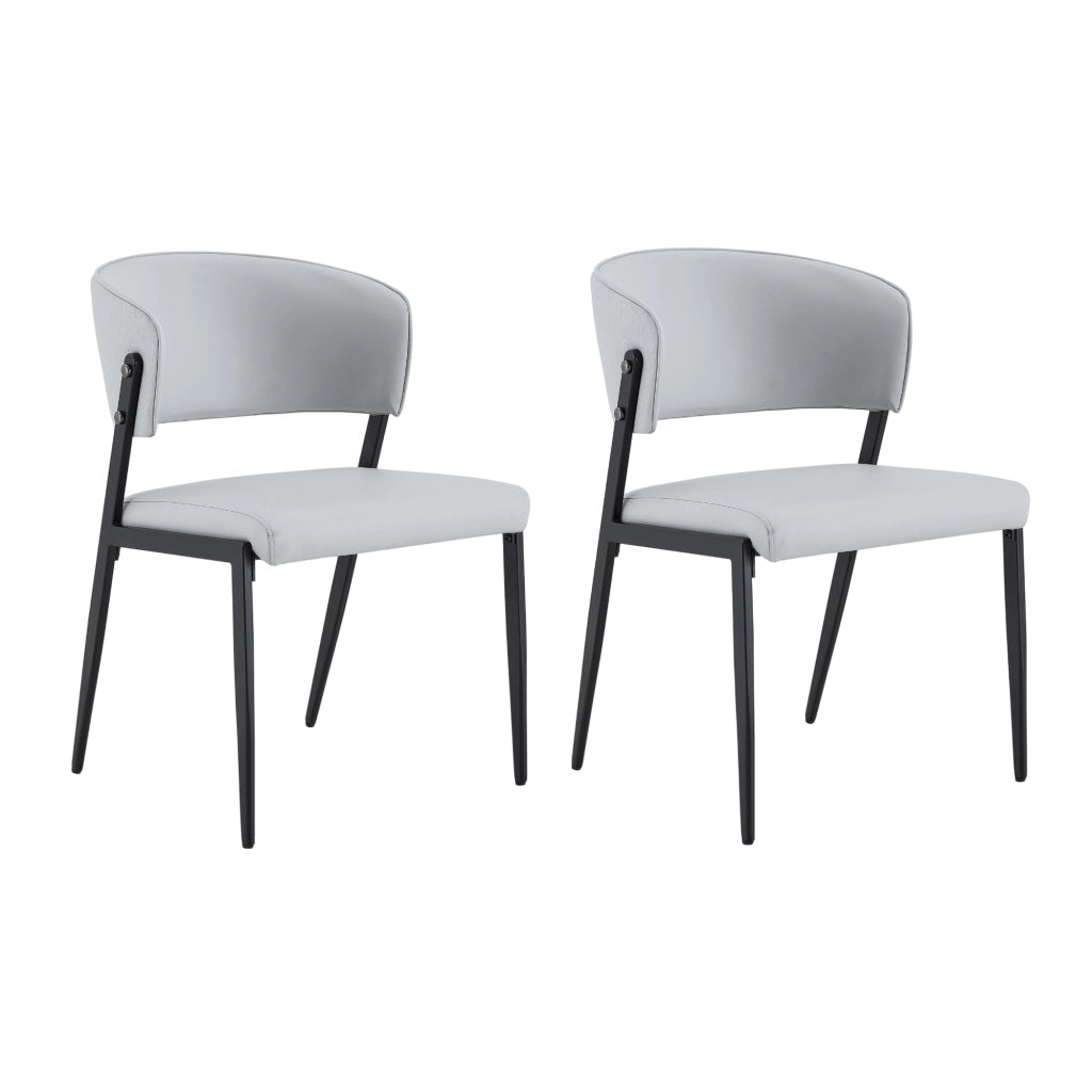 Set di 2 sedie da pranzo con schienale curvo e protezioni antiscivolo in PU grigio chiaro