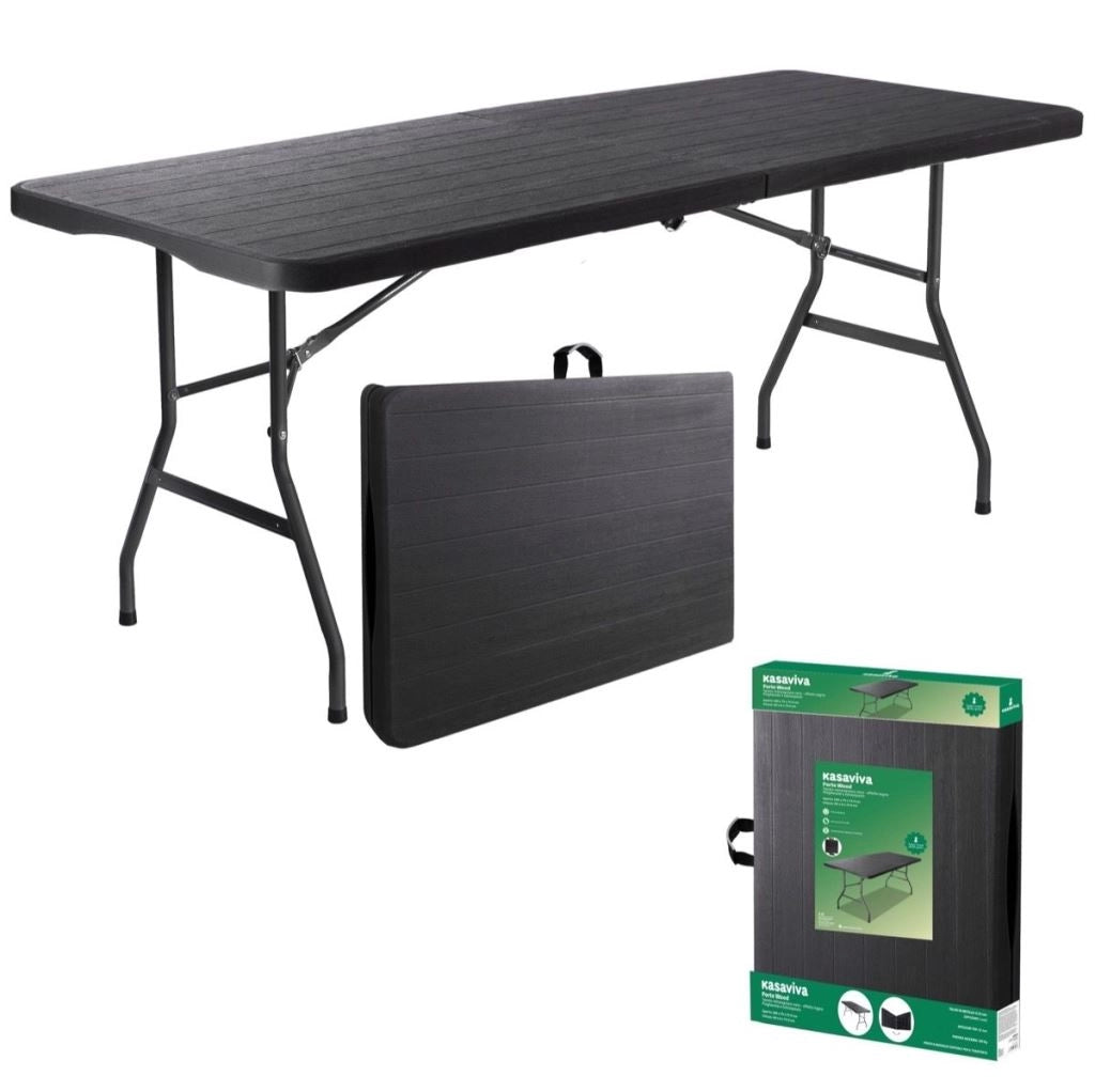 Tavolo da Giardino Pieghevole Antracite Effetto Legno 180 x 74 x 74 cm