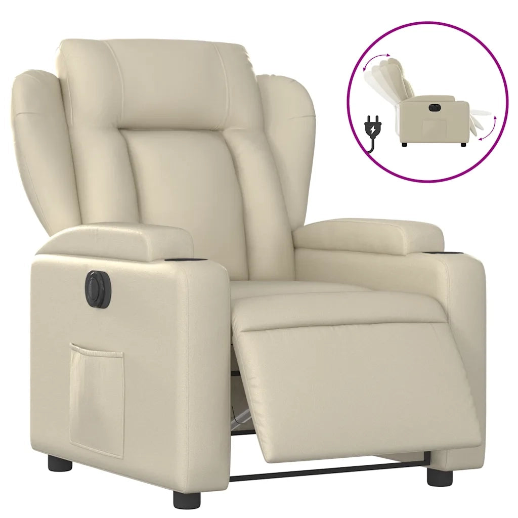 Divano Sedia-Poltrona Reclinabile Elettrica Crema in Similpelle 252941