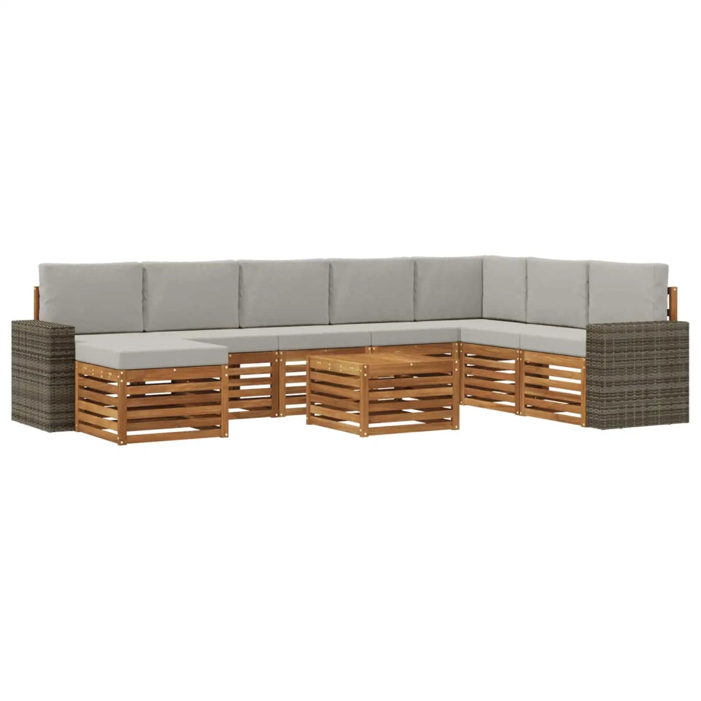 Set di divani da esterno 9 pcs Naturale e Grigio Chiaro 3384757