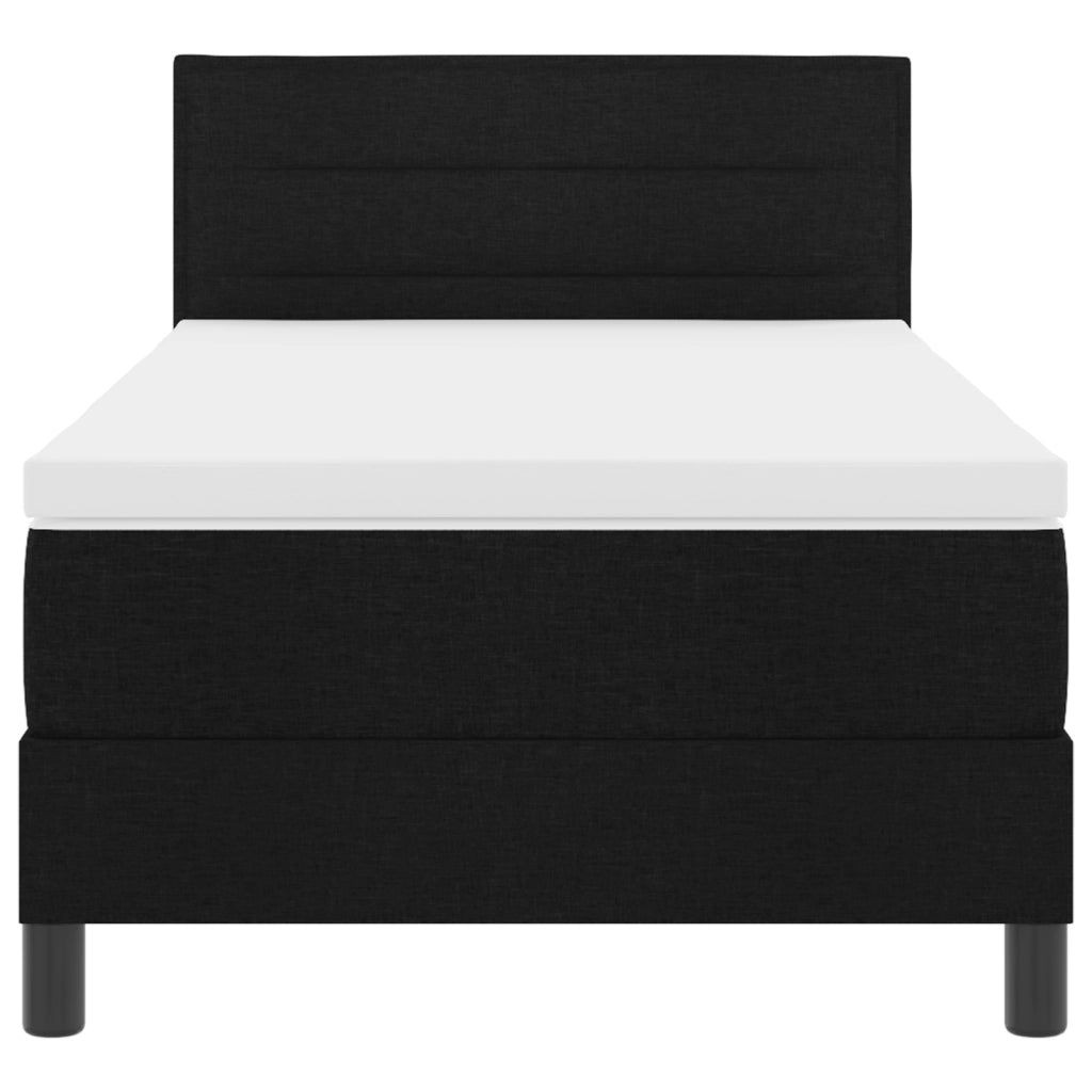 Letto Box Spring con Materasso e LED Nero 90x190 cm Tessuto