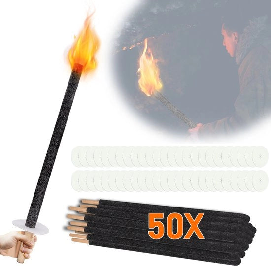 50 Pacchi di Lampade da Tavolo Soffuse 72cm (90 min) - Lampade da Giardino con Cassetta per Dripping - Ideali per Escursioni Serali e Feste