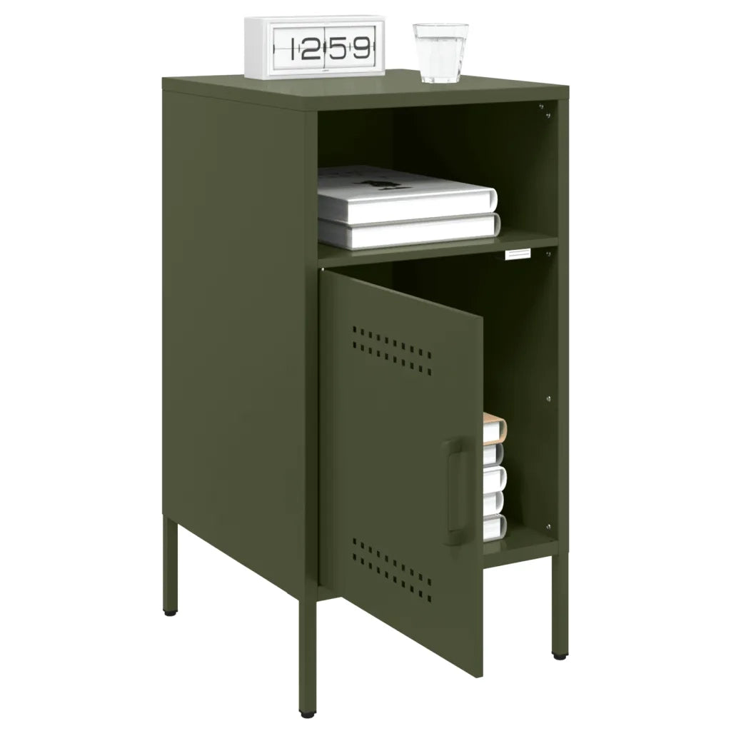 Comodino Verde Oliva 36x39x68 cm in Acciaio 843074