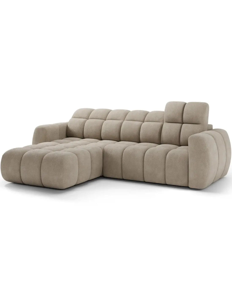 Divano ad angolo elettrico FANOTI 3 posti beige – angolo sinistro – versione 2