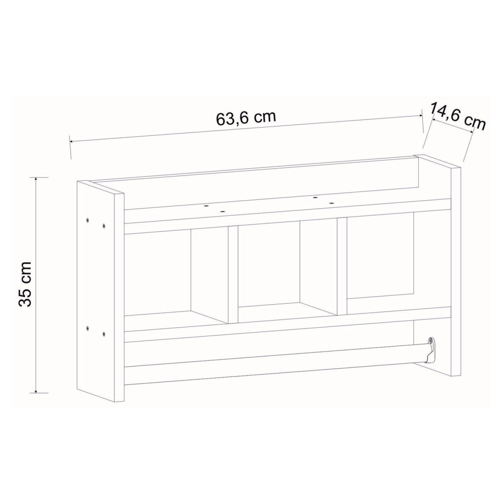 Cortale, Mensola 4 Ripiani, 64x15x35h cm Marrone Rovere