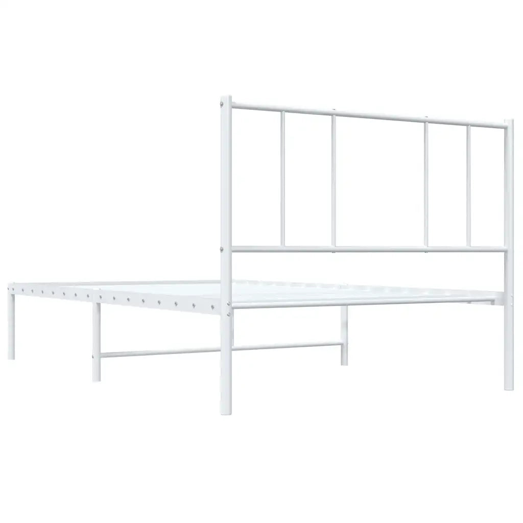 Letto singolo | Letto per adulti | Giroletto con Testiera Metallo Bianco 107x203 cm