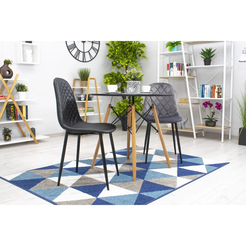 Sedia Asti in velluto grigio scuro con gambe in metallo
