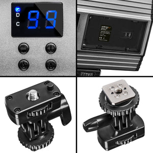 LED Niova 150 Bi Color Luce fotografica per video con batteria inclusa, lampada on-camera 15 W, temperatura colore regolabile 3200-566 K, dimmerabile