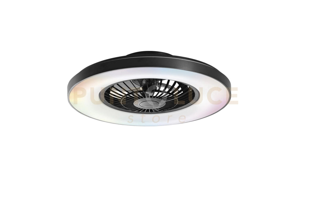 PLAFONIERA LED VENTILATORE GARBIN NERO 40W 5500LM CCT DIMMERABILE CON TELECOMANDO RF INCLUSO E SPEAKER BLUETOOTH 15X54,5CM