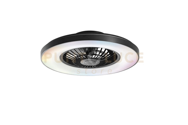 PLAFONIERA LED VENTILATORE GARBIN NERO 40W 5500LM CCT DIMMERABILE CON TELECOMANDO RF INCLUSO E SPEAKER BLUETOOTH 15X54,5CM