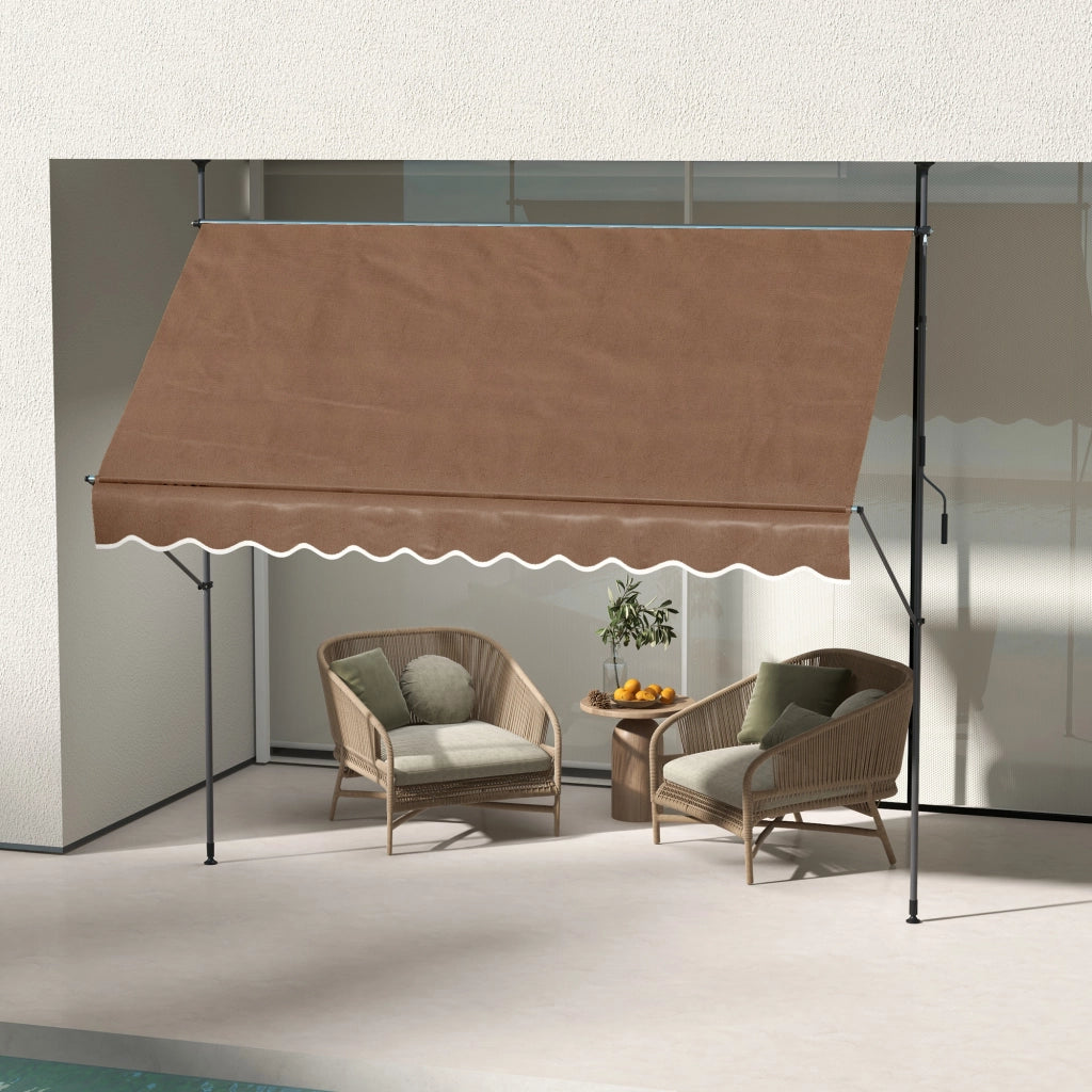Telo da sole manuale retrattile con manovella ¨C zephmum ¨C marrone 300x120x210-300 cm
