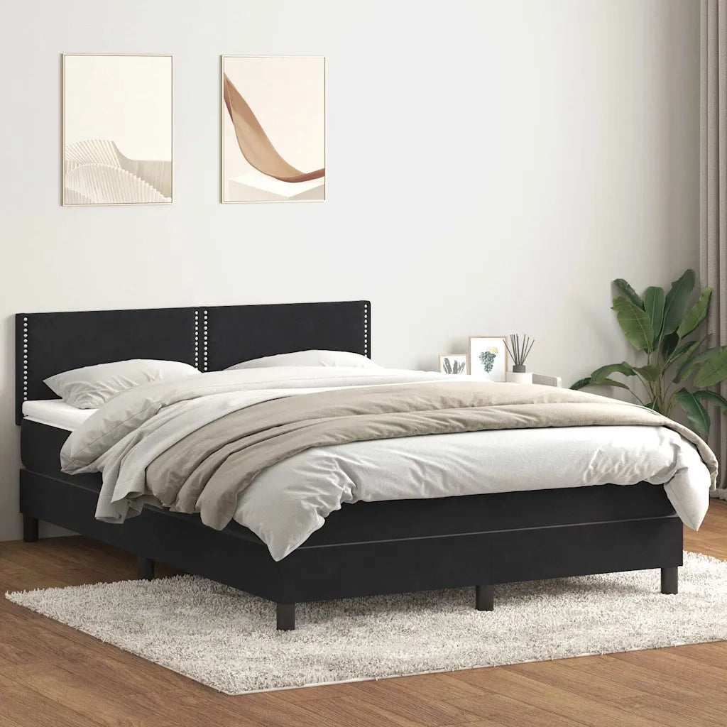 Giroletto a Molle con Materasso Nero 160x210 cm in Velluto