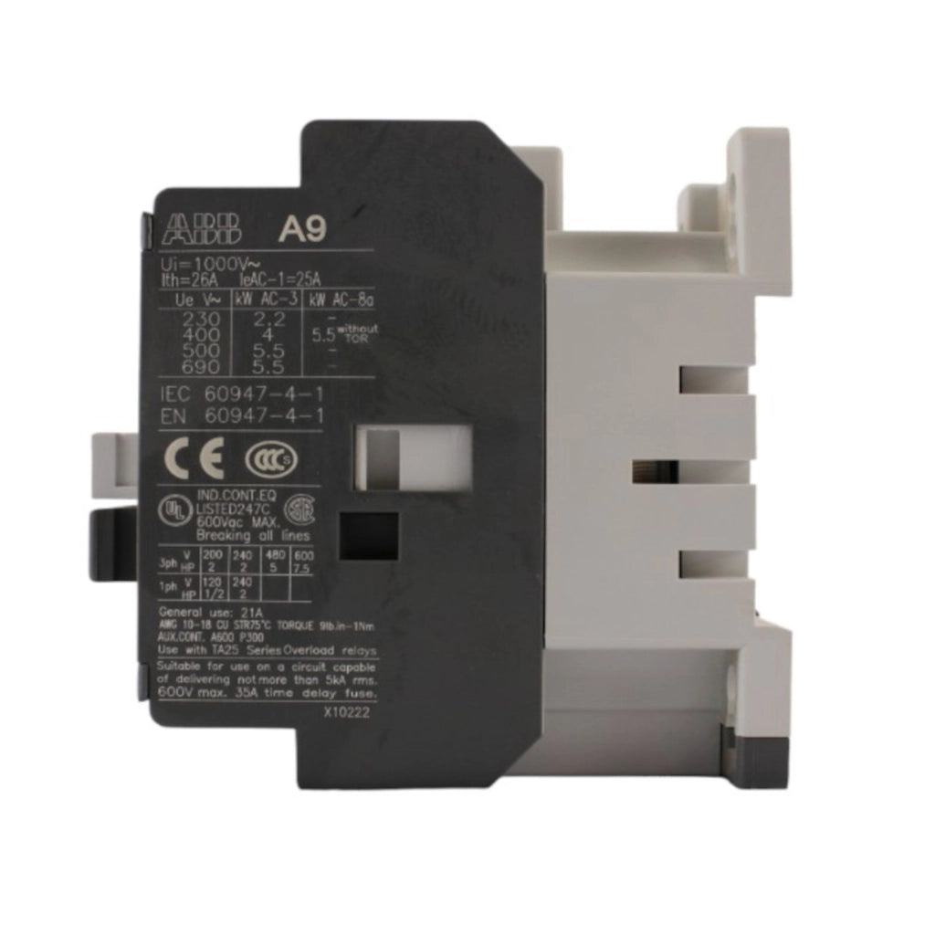 Contattore AC1 25A bobina 24V 50/60HZ + contatto NO tipo A9-30-10 ABB