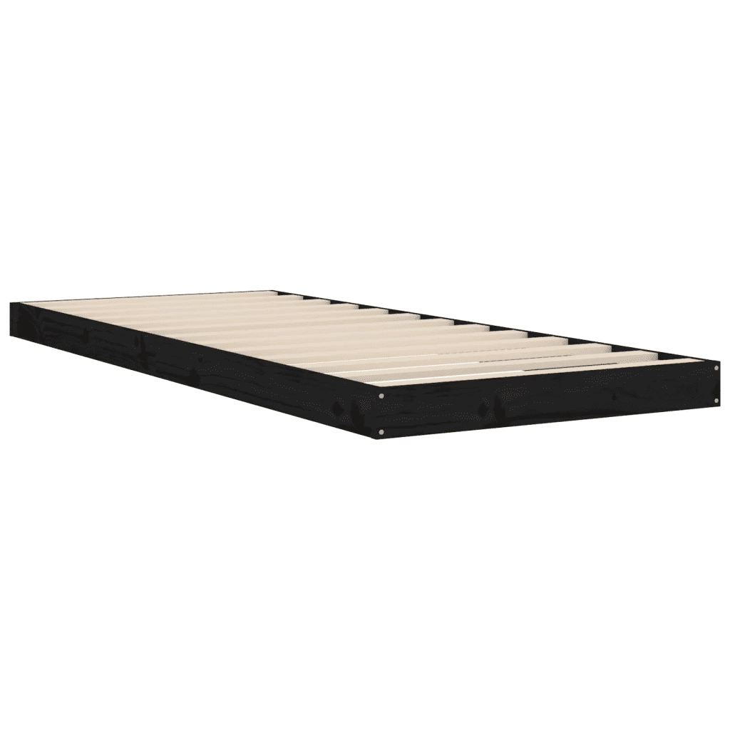 Giroletto Nero 75x190 cm Small Single in Legno Massello di Pino 823488