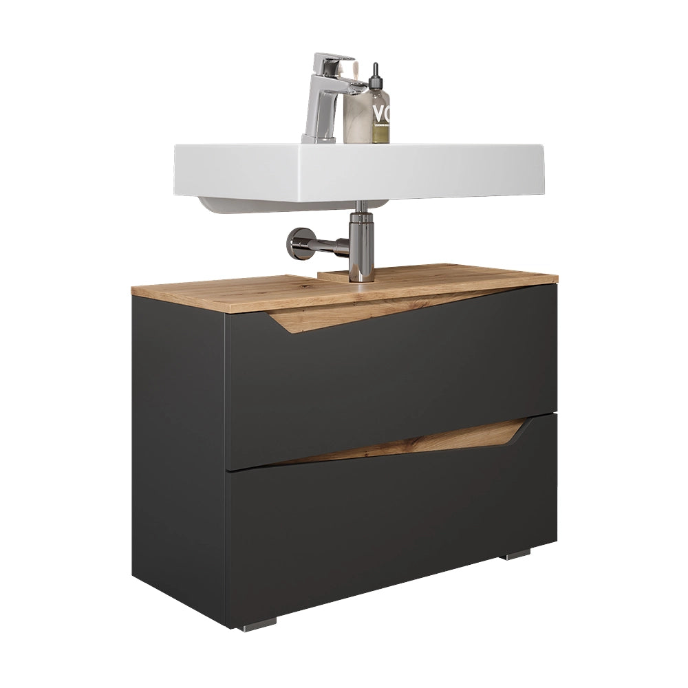 Vicco Mobile sottolavabo per bagno Antracite/Artisan 80 x 57.5 cm con 2 cassetti