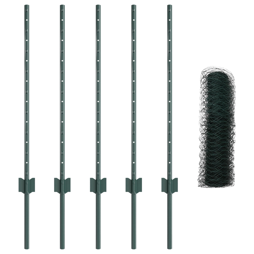 Pali per Recinzioni  5 pz U-Channel Verde 80 cm Acciaio