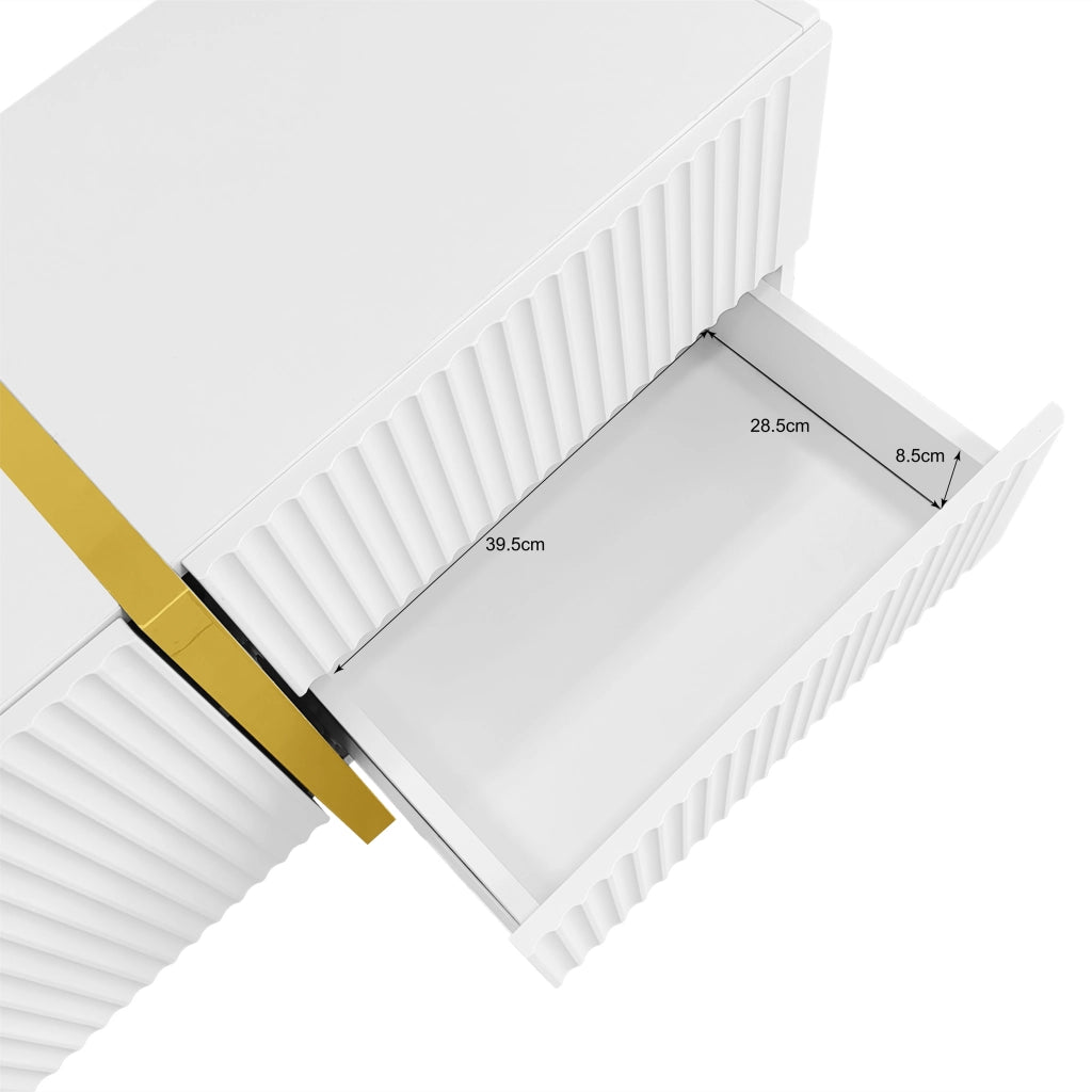 Mobile TV con 3 Ante e 2 Cassetti; Cerniere Ammortizzate; Stile Elegante; 190??35??45 cm; in MDF e Truciolare; Bianco Oro