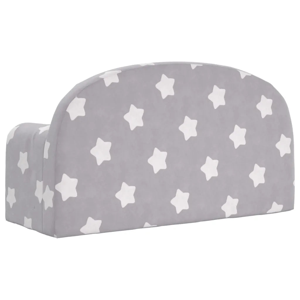Divano Letto Bambini a 2 Posti Grigio Chiaro con Stelle Peluche 357022