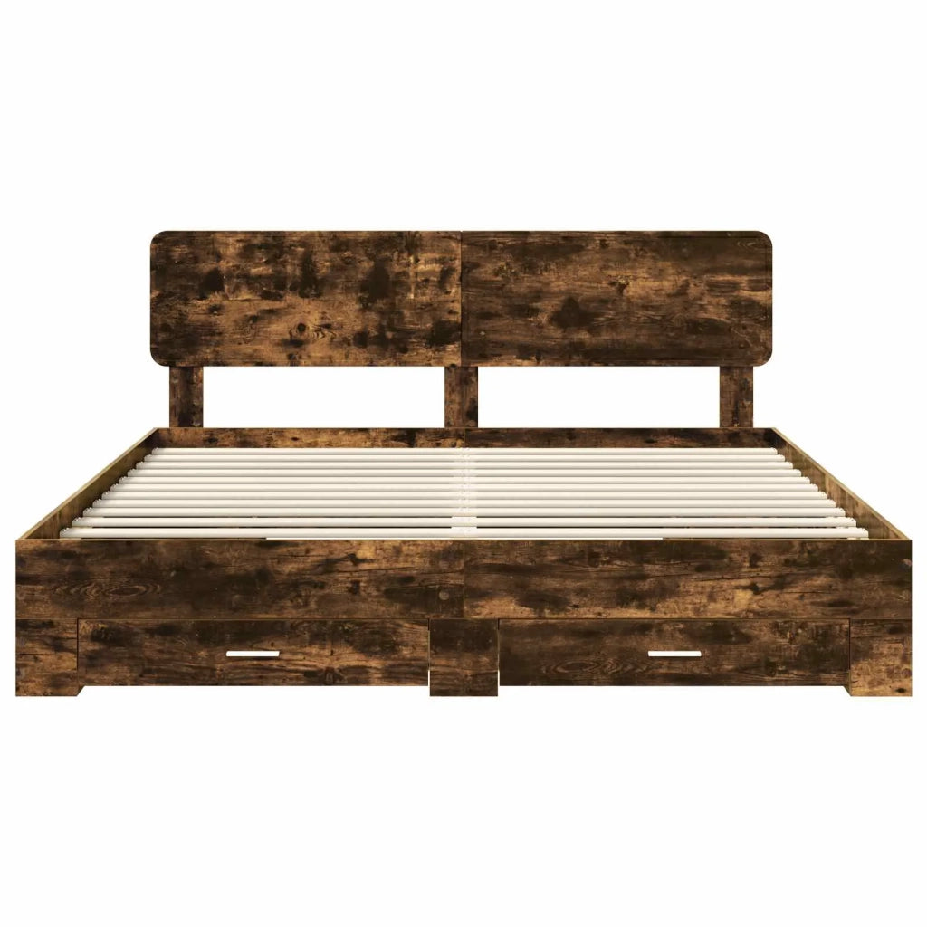 Struttura del letto Rovere fumé 200 x 200 cm Legno multistrato 3412336
