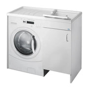 Mobile lavatoio coprilavatrice in bilaminato bianco  Coprilavatrice a dx e vasca a sx l=109cm p=60cm h=92cm