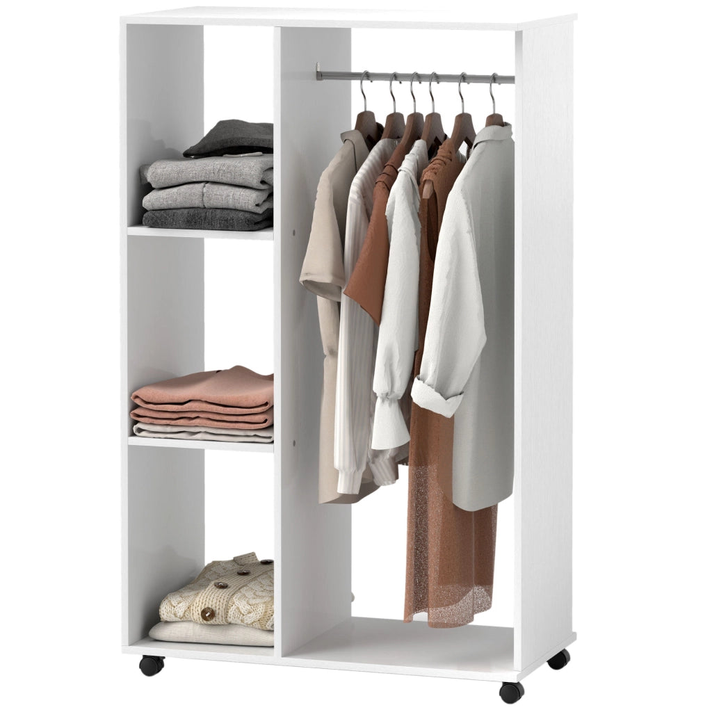 Armadio scorrevole con appendiabiti e ripiani ¨C zephmum ¨C Bianco 80x50x180 cm