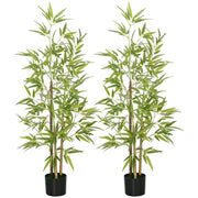 SET 2 PIANTE DI BAMBÙ FINTE DA 120 CM CON VASO Ï15X12 CM IN PEVA PP E METALLO VERDE E NERO