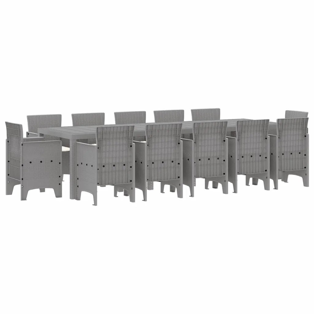 Set da Pranzo per Giardino con cuscino 13 pcs Grigio chiaro