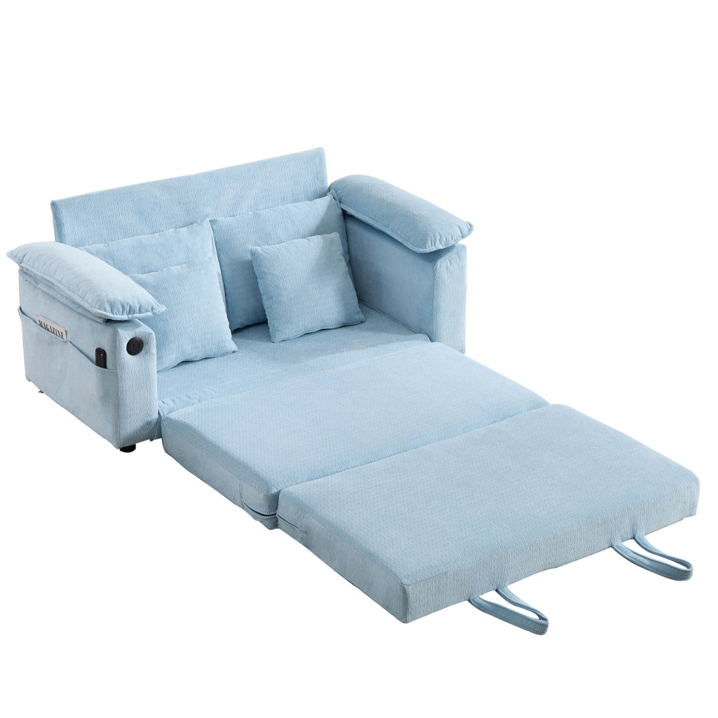 Poltrona singola moderna in ciniglia blu 69x54x59 cm con cuscini imbottiti