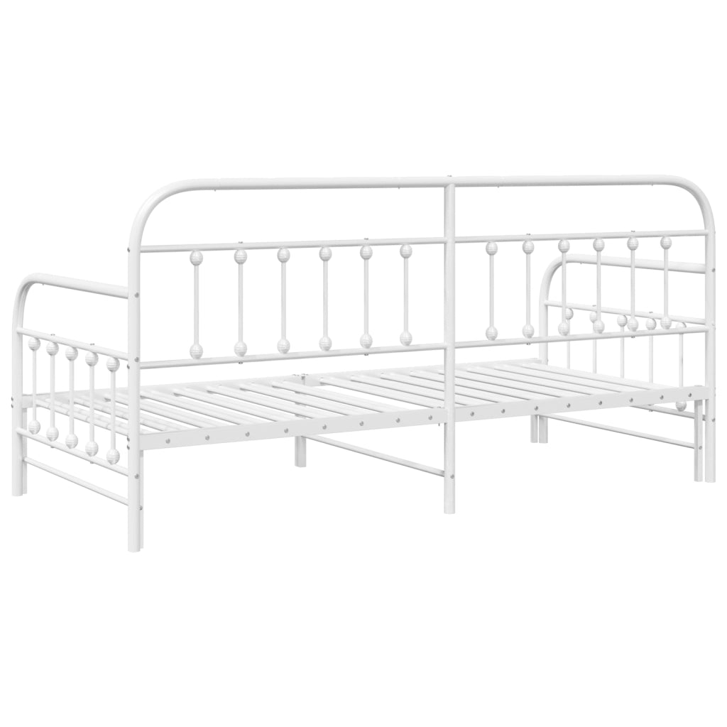 Struttura Letto Daybed con Letto Estraibile Bianco 107x203 cm in Acciaio
