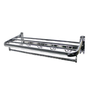 Trade Shop - Mensola Portasciugamani Doppio Ripiano Richiudibile Con Ganci Accappatoio 52819 -