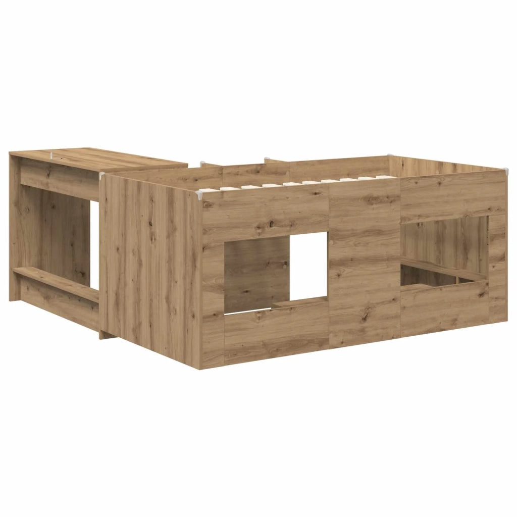 Letto alto per bambini con scrivania 2 pz Rovere Artigianale 3423469
