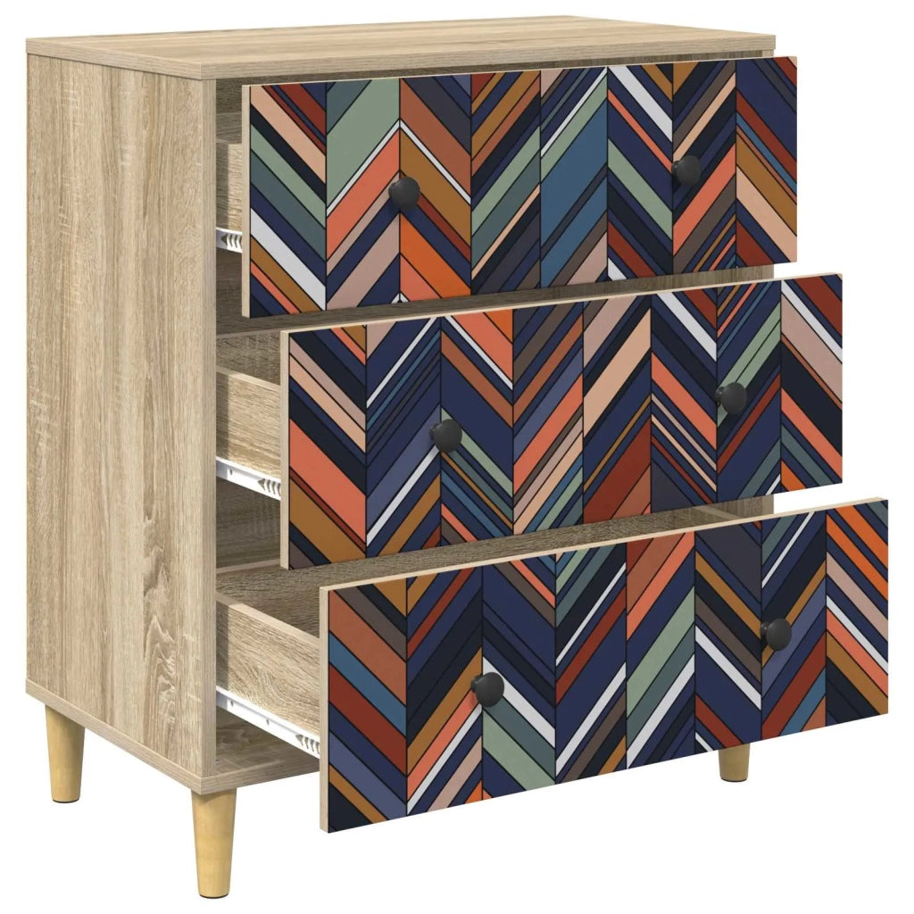 Cassettiera OMMEN Stampa geometrica 66 x 36,5 x 75 cm Sonoma 8007359