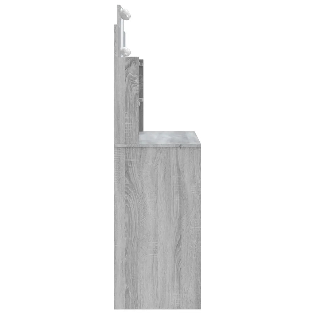 Toeletta | Tavolo da Trucco con Luci LED Grigio Sonoma 96x40x142 cm