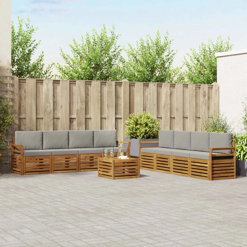 Set divani con cuscino 9 pcs Grigio Naturale e Chiaro 3374571