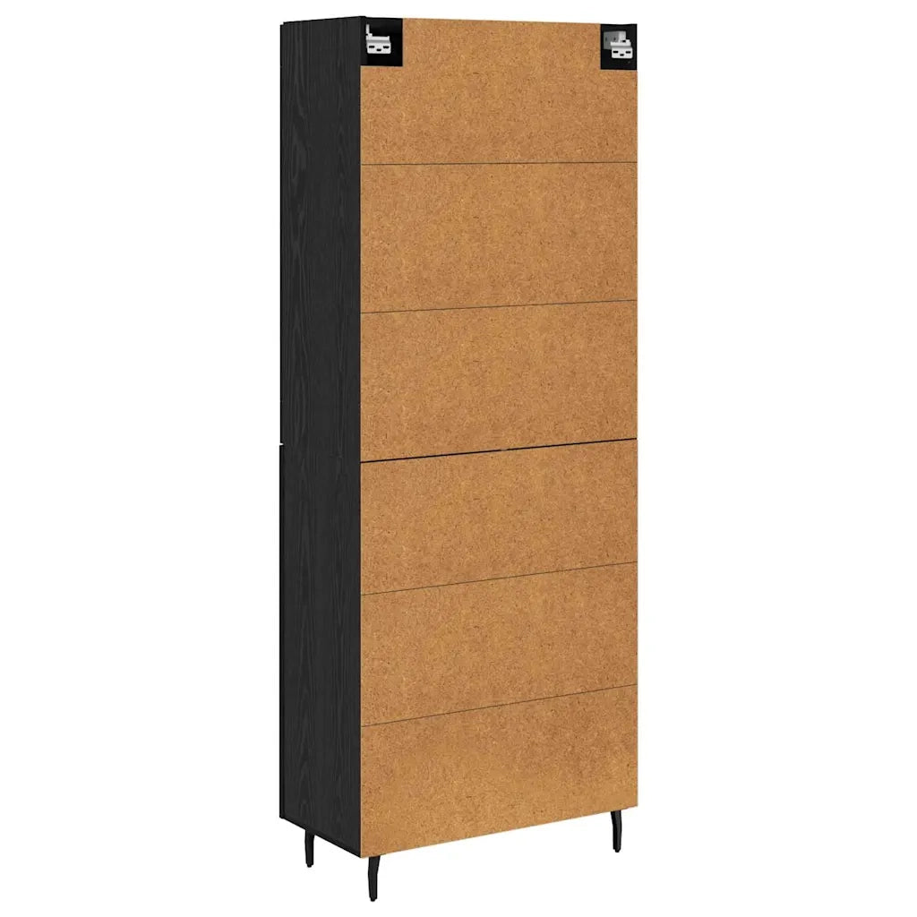 Credenza 2 pcs Rovere Nero Legno multistrato