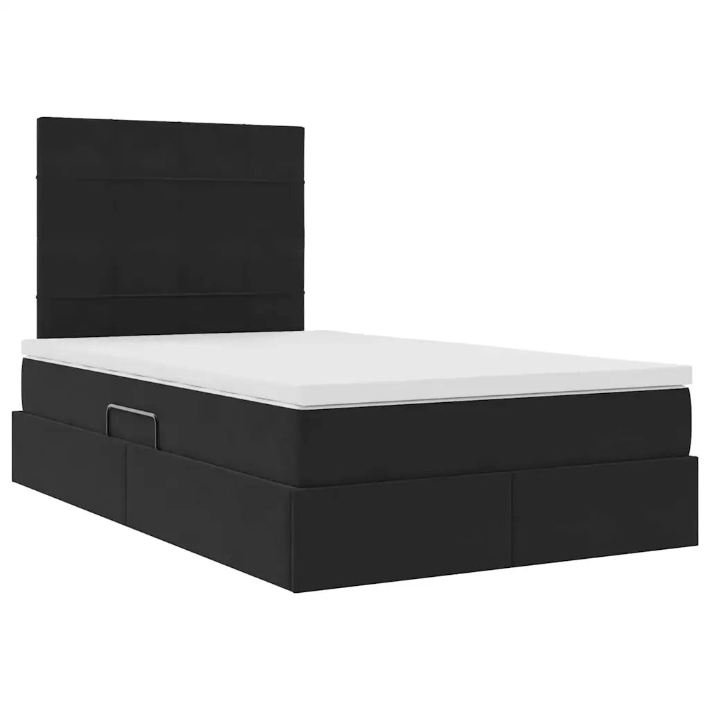 Letto con contenitore e materasso Nero 120 x 200 cm Velluto