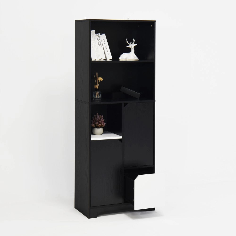 Libreria Multifunzionale con Ante, Cassetti e Ripiani ¨C MINIMAL ¨C Nero e Bianco, Stile Moderno, Soggiorno Ufficio