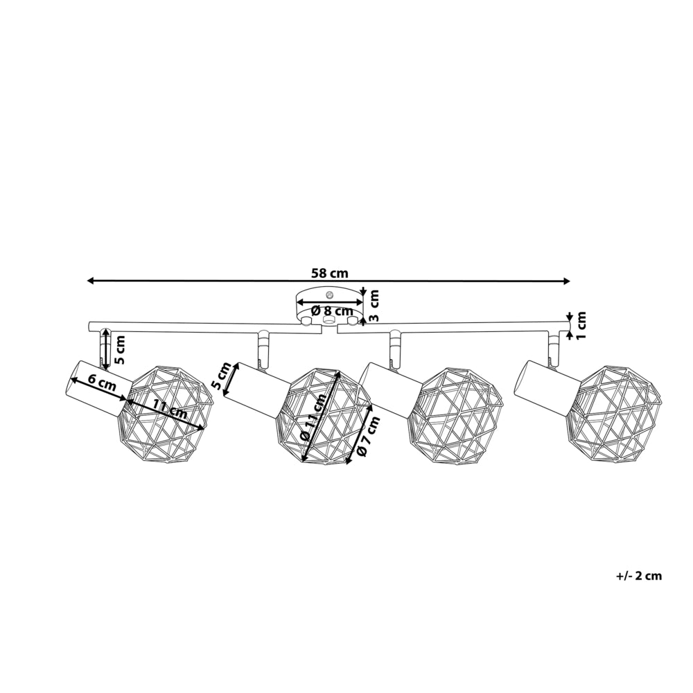 lampadario Rame Metallo 4 Luci Gabbia Paralumi Bracci Orientabili Moderna