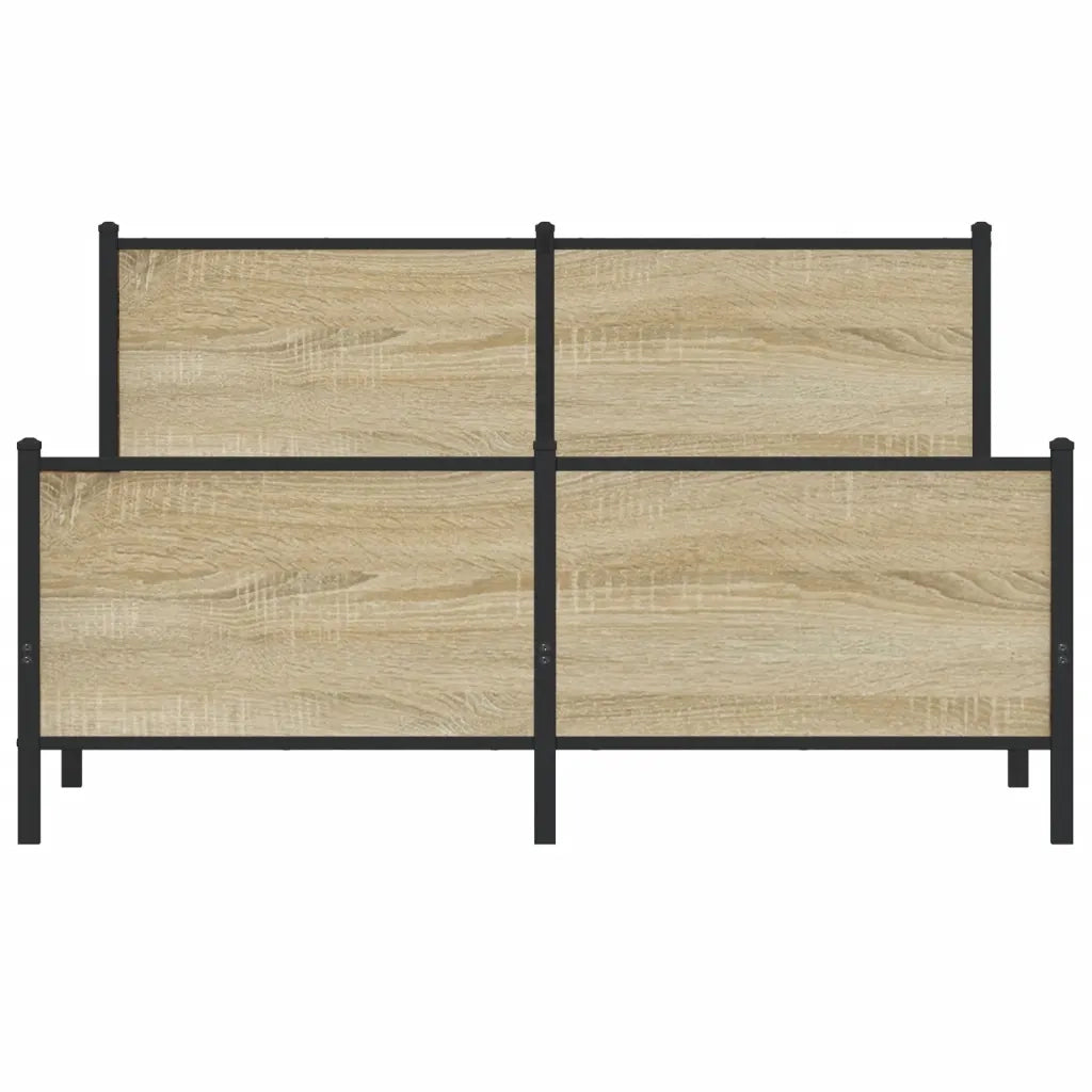 Letto matrimoniale | Letto per adulti | Giroletto senza Materaso in Metallo Rovere Sonoma 137x190 cm