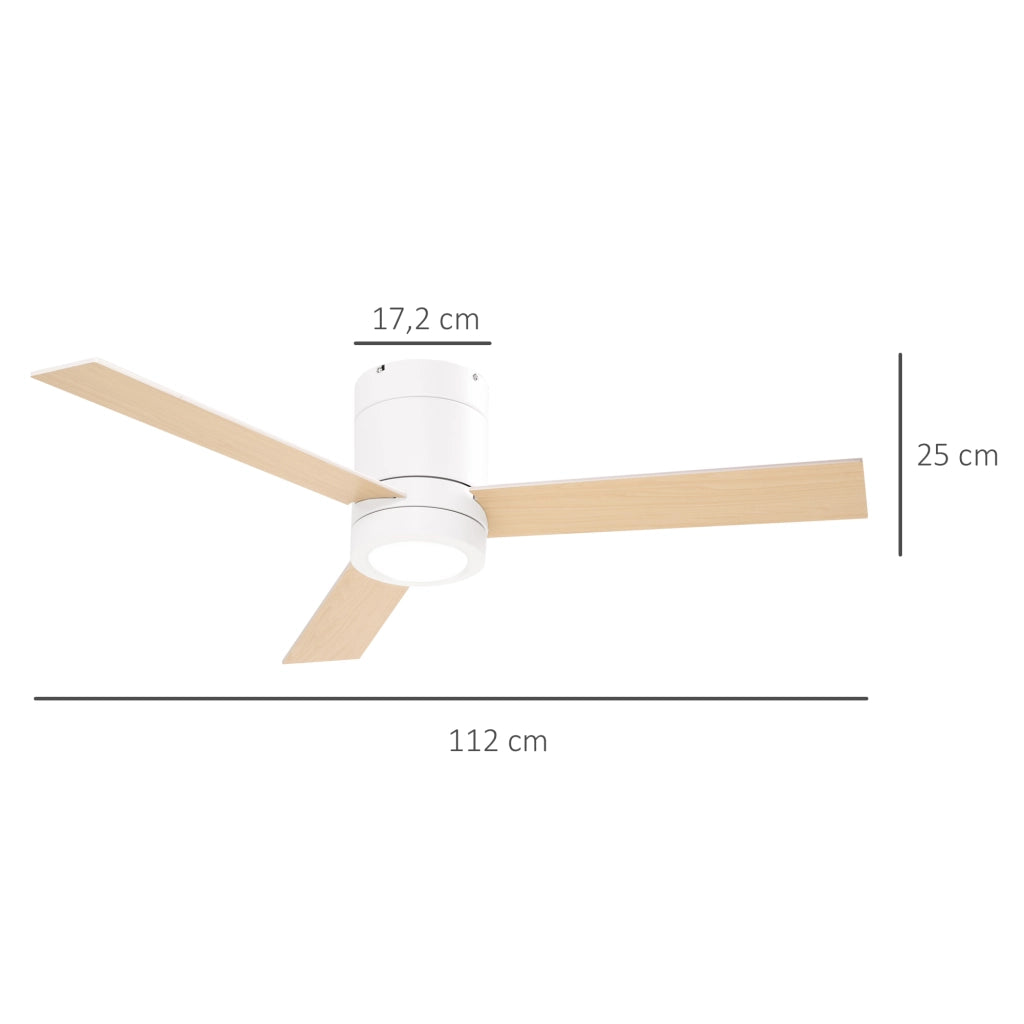 Ventilatore a Soffitto con Luce LED ¨C zephmum ¨C Bianco+Legno Naturale