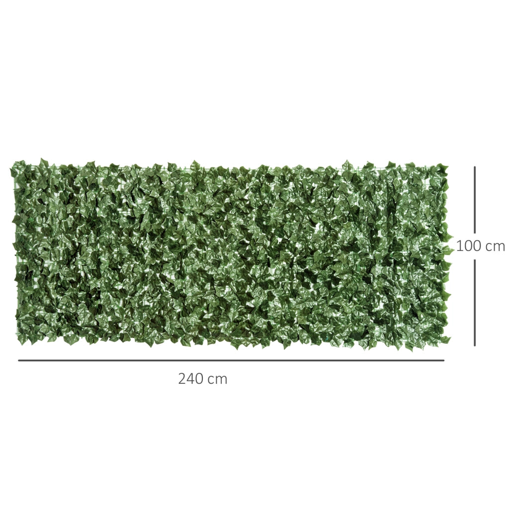 EasyComfort Edera Finta per Balconi in PE Anti-UV, Rotolo Siepe Artificiale con Foglie, 240x100cm, Verde Scuro