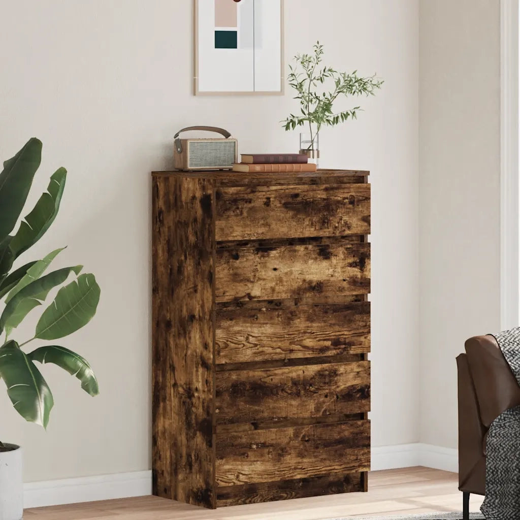 Cassettiera Rovere Fumo 60x36x103 cm in Legno Multistratocod mxl 129353