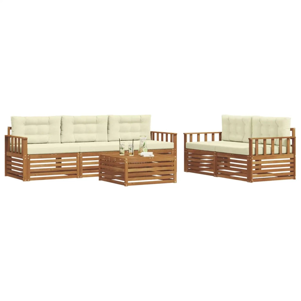 Set di divani da esterno con cuscino 6 pcs Naturale e Crema 3373010