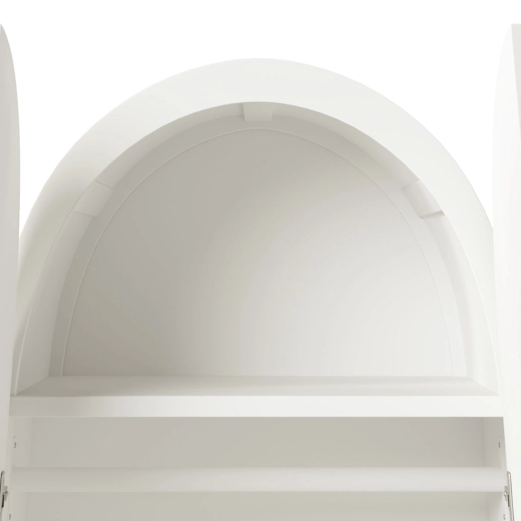 Armadio, design ad arco, stile intrecciato, con cassetti, 80x50x180 cm, bianco e color legno naturale