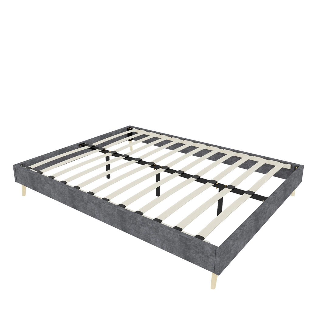 Struttura letto 140x200 cm grigio in tessuto e metallo