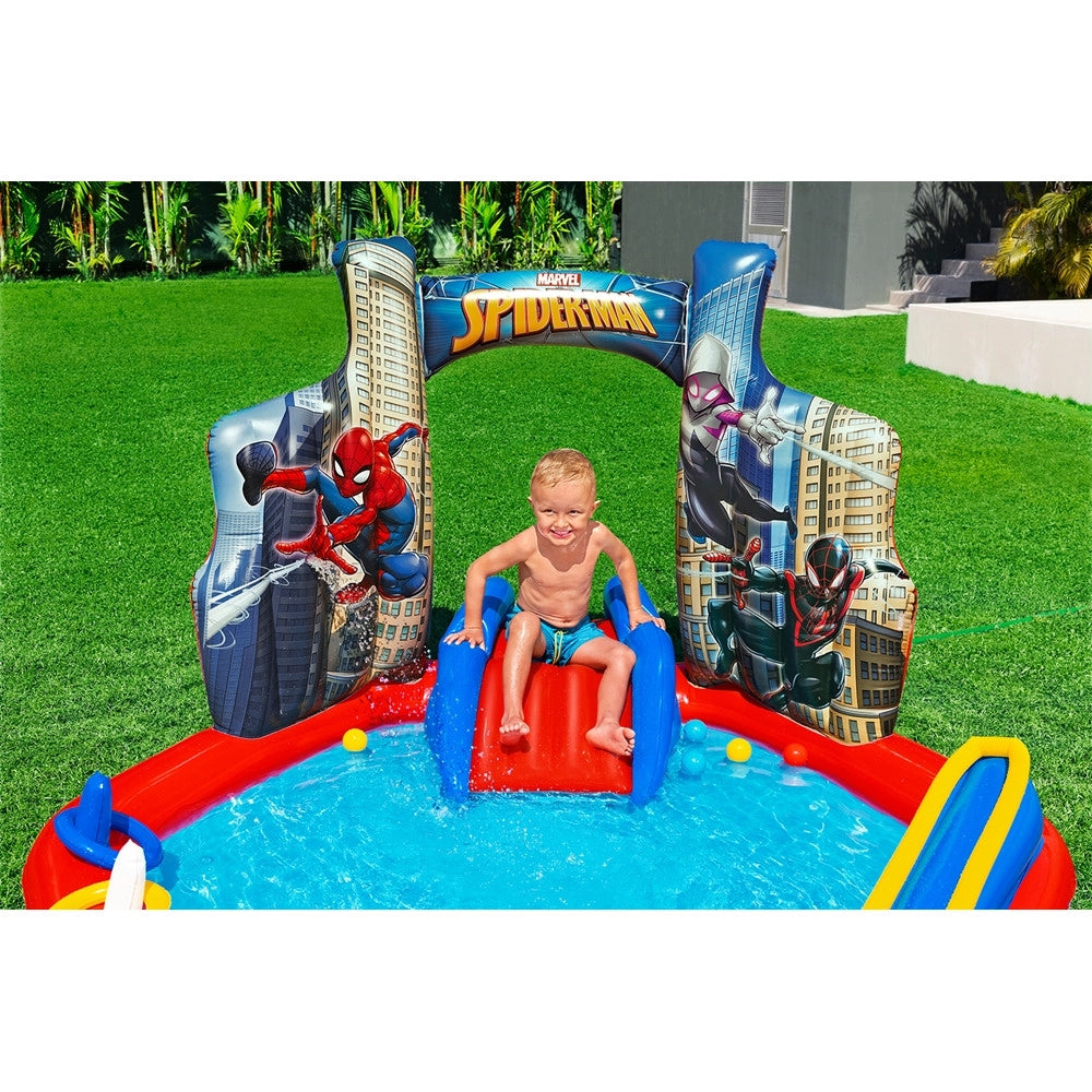 Trade Shop - Centro Giochi Acquatico Spider-man Gonfiabile Piscina 211x206x127cm Anelli Palline 98793 -