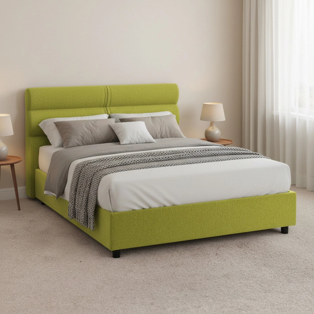 Letto Matrimoniale Briatico, Letto Matrimoniale Materasso Incluso Made in Italy, Verde